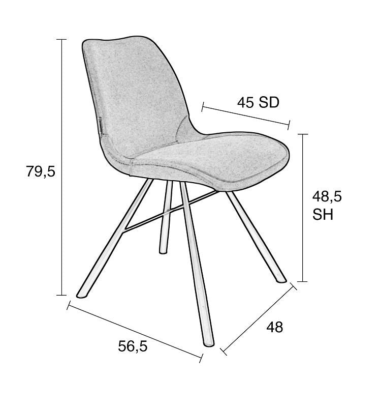 Zuiver Brent Dining Chair - Mustard