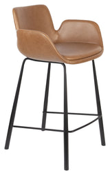 Zuiver Brit bar stool - Brown Leatherette, SH: 67.5cm