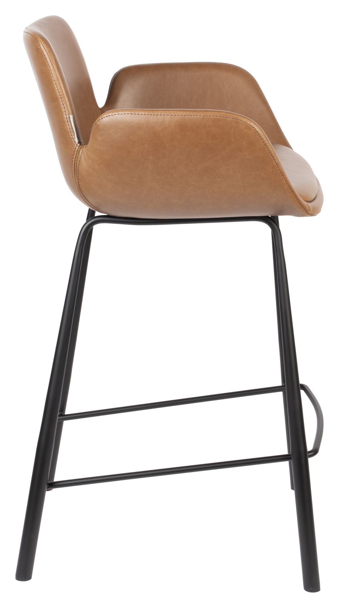 Zuiver Brit bar stool - Brown Leatherette, SH: 67.5cm