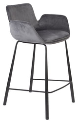 Zuiver Brit bar stool - Dark gray Velour, SH: 67.5cm