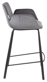 Zuiver Brit bar stool - Dark gray Velour, SH: 67.5cm