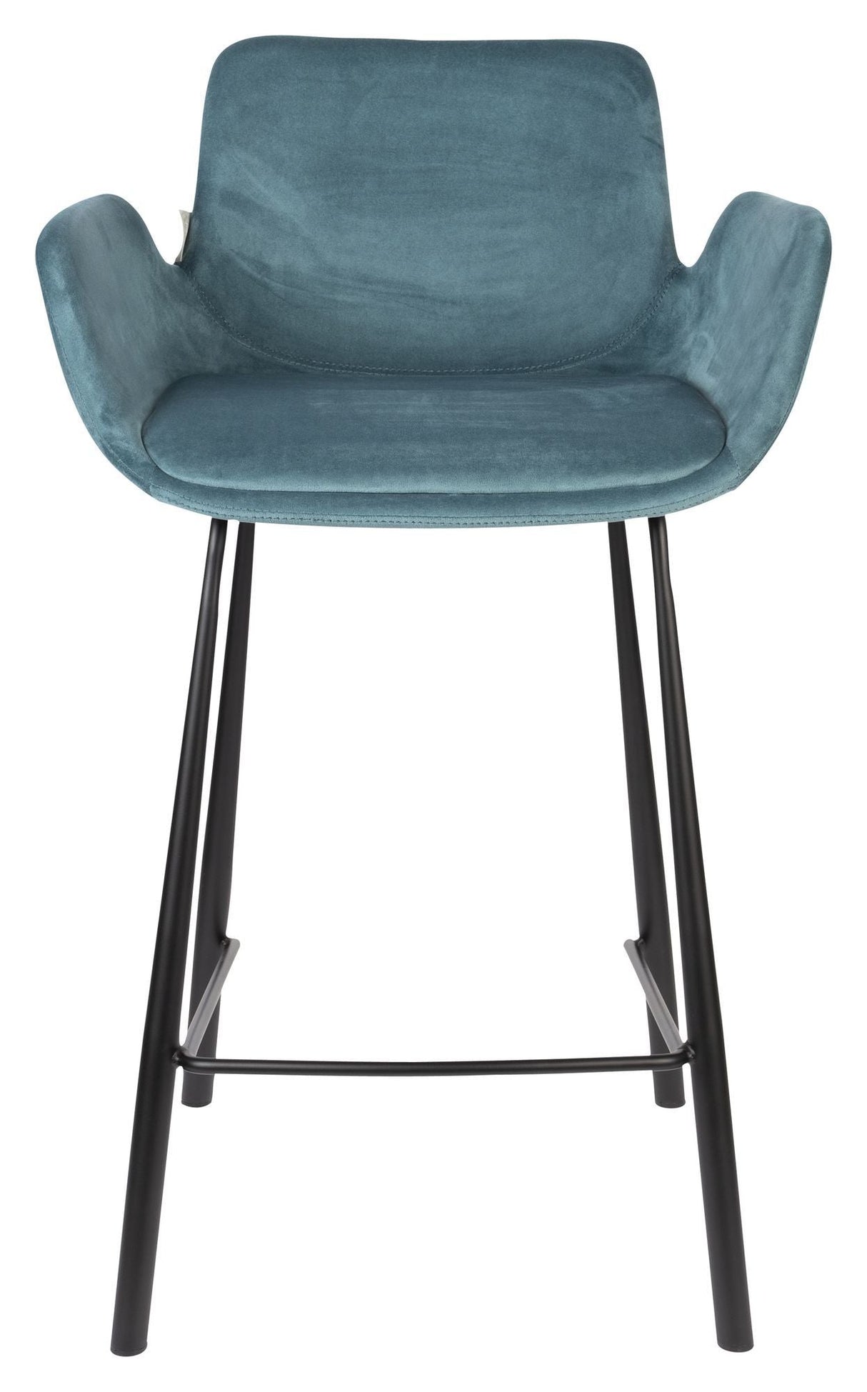 Zuiver Brit bar stool - Petrol Velour, SH: 67.5cm