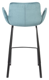 Zuiver Brit bar stool - Petrol Velour, SH: 67.5cm