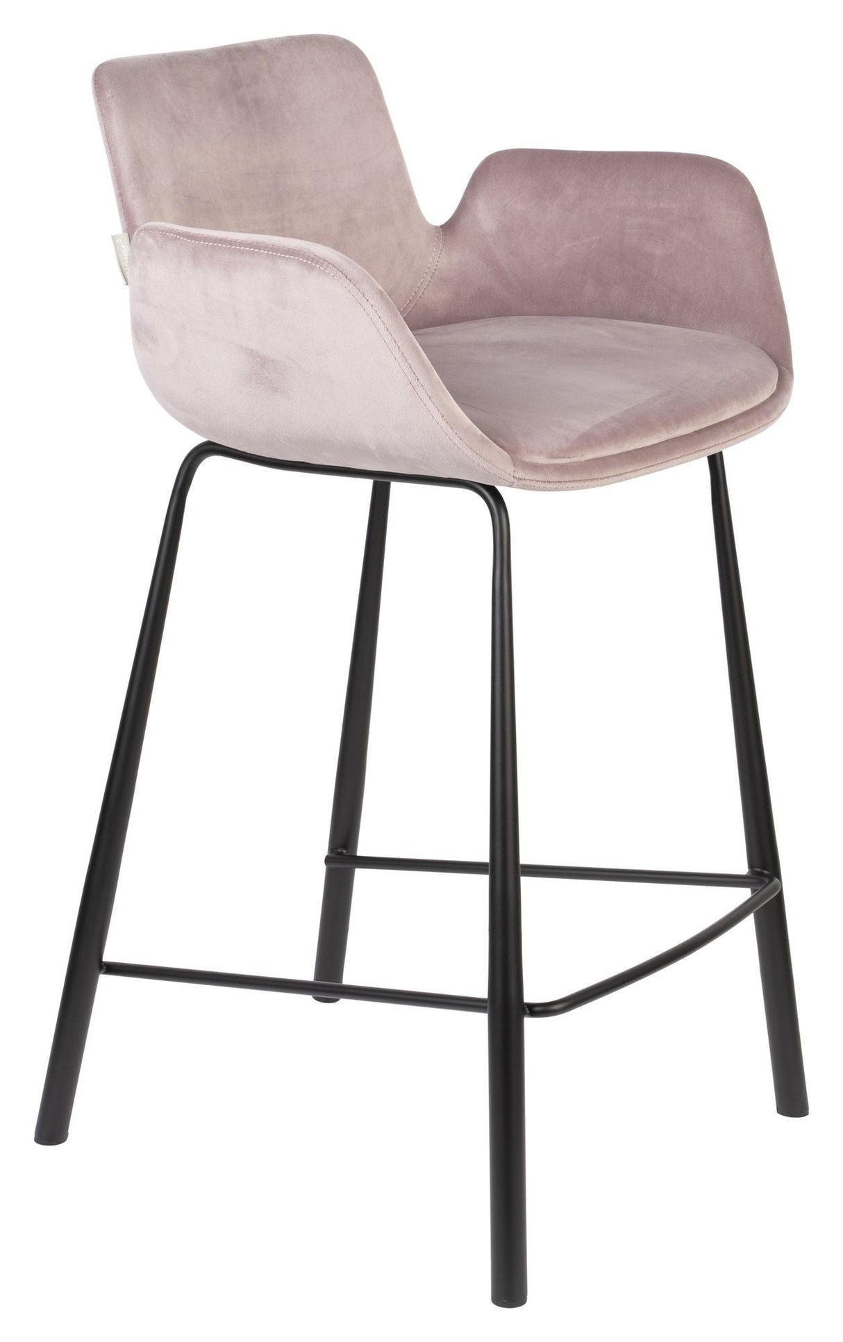 Zuiver Brit bar stool - Pink Velour, SH: 67.5cm