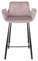 Zuiver Brit bar stool - Pink Velour, SH: 67.5cm