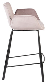 Zuiver Brit bar stool - Pink Velour, SH: 67.5cm