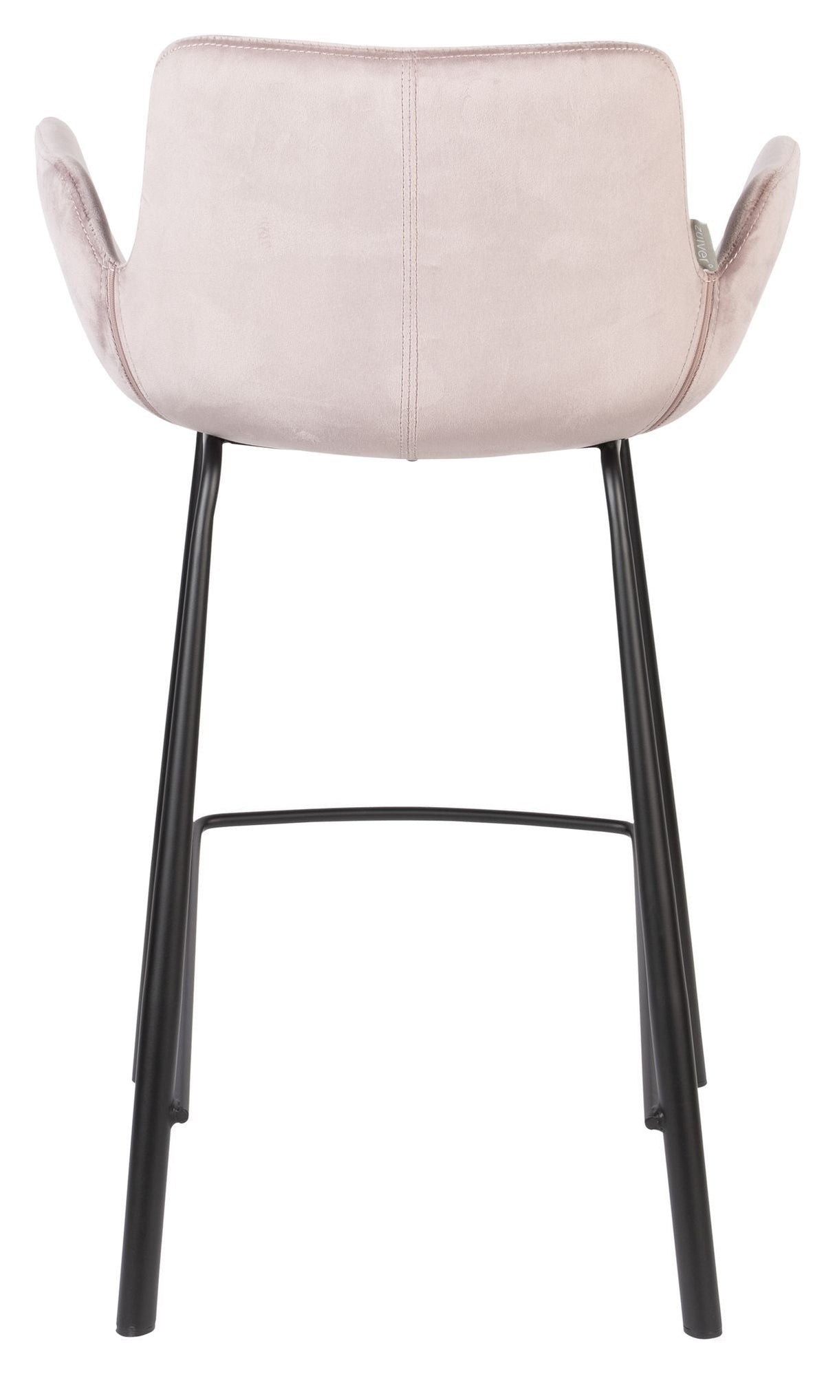 Zuiver Brit bar stool - Pink Velour, SH: 67.5cm