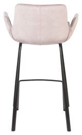 Zuiver Brit bar stool - Pink Velour, SH: 67.5cm