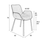 Zuiver Brit Dining chair w/armrests - Petrol