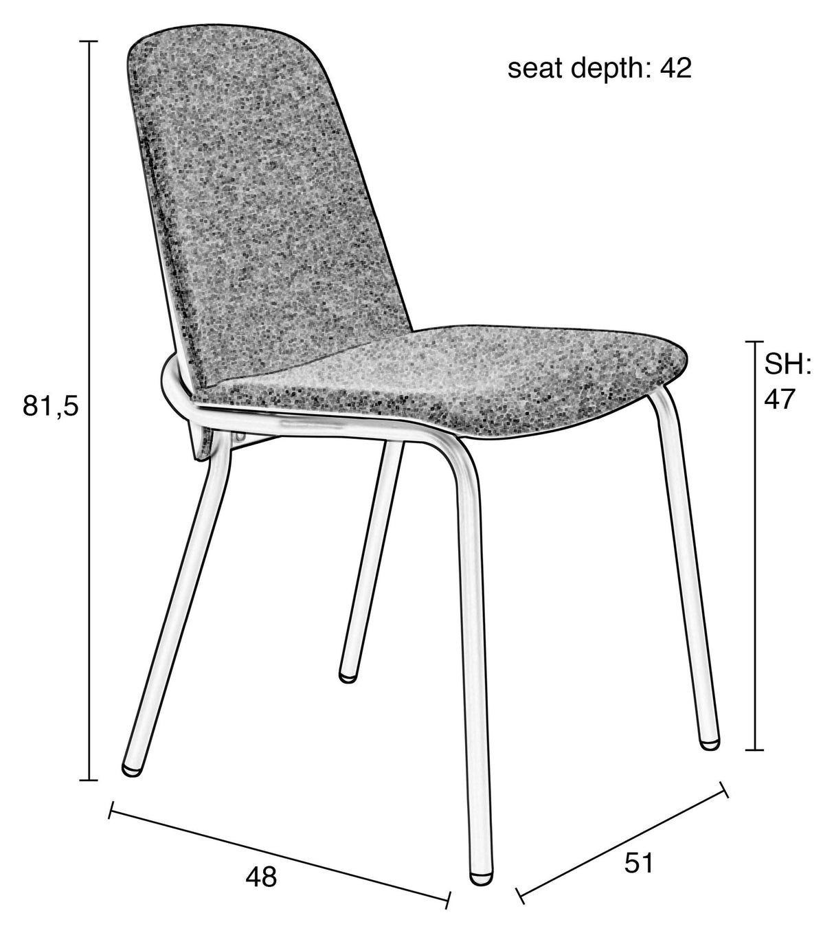 Clip Dining Chair - Black/ Gray Fabric