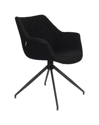 Doulton Lounge Chair with Swivel Base - Swivel Black Bouclé