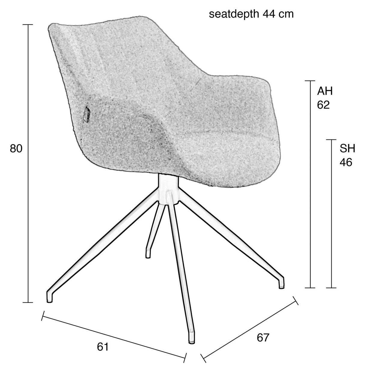 Doulton Lounge Chair with Swivel Base - Swivel Black Bouclé