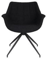 Doulton Lounge Chair with Swivel Base - Swivel Black Bouclé