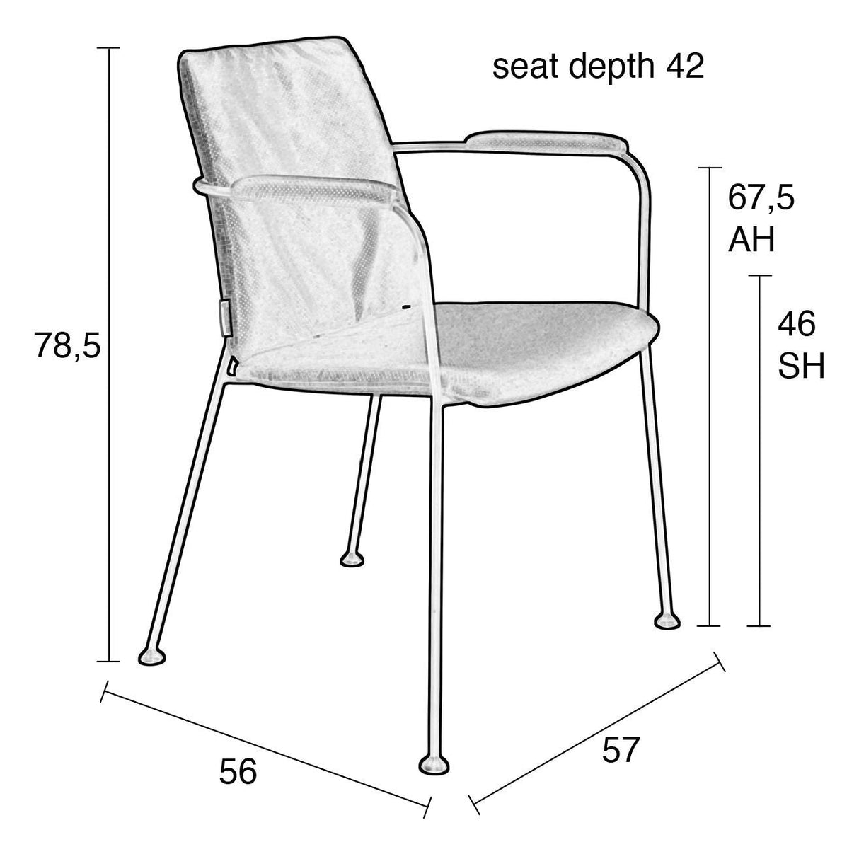 Zuiver Fab Dining chair with armrests - Gray blue