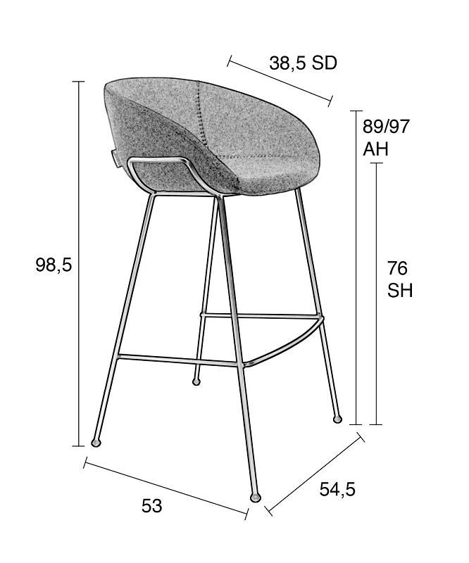 Zuiver Feston Barstool - Gray fabric