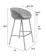 Zuiver Feston Barstool - Gray fabric