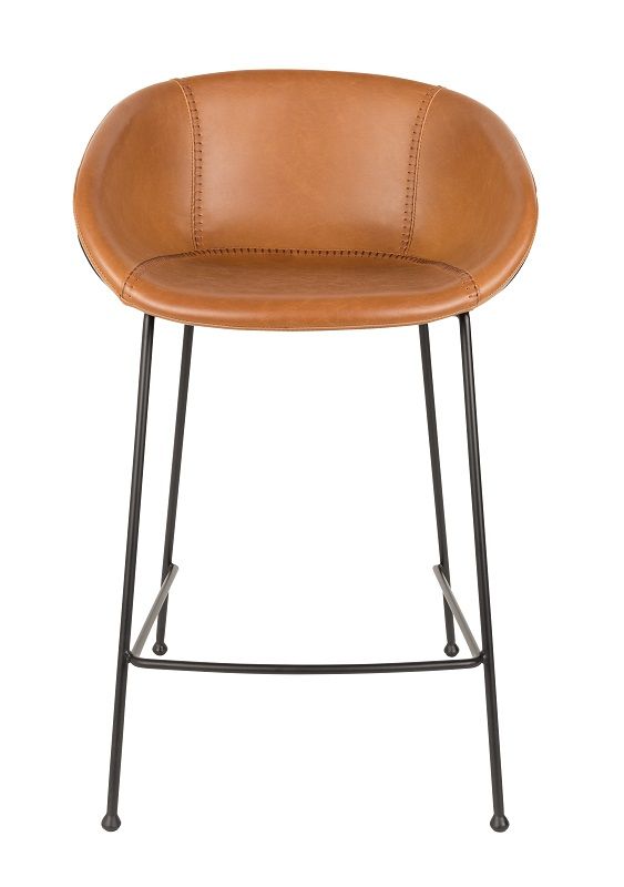 Zuiver Feston bar stool - Brown PU, SH: 65cm