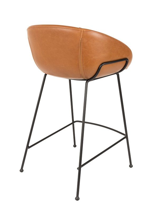 Zuiver Feston bar stool - Brown PU, SH: 65cm