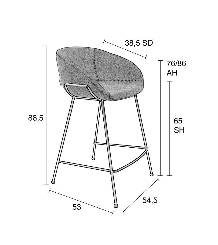 Zuiver Feston bar stool - Black PU, SH: 65cm