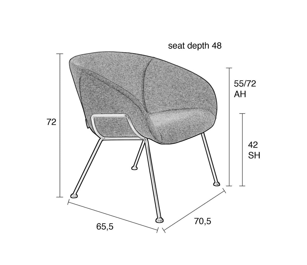 Zuiver Feston Lounge Chair - Gray fabric