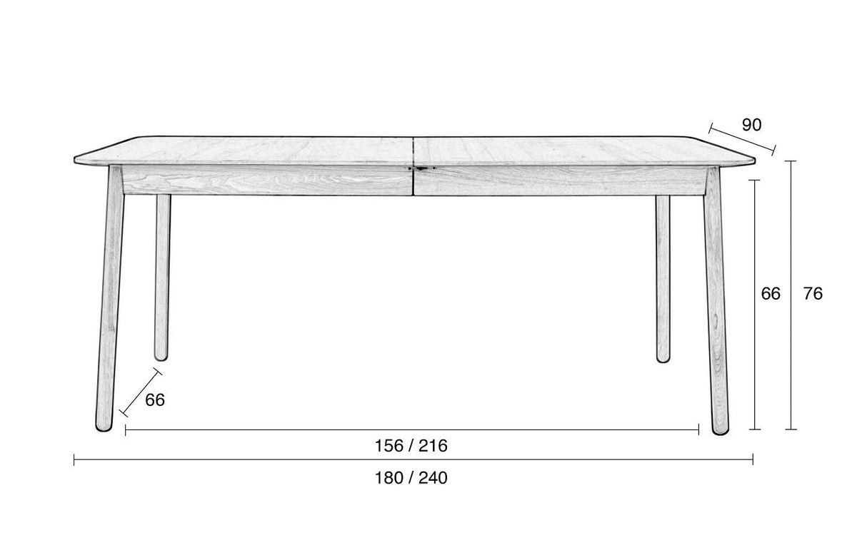 Zuiver Glimps Dining table with pull-out 180/240x90 - Nature