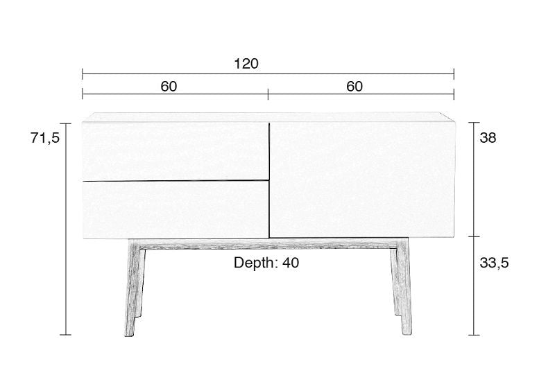 Zuiver High On Wood Sideboard - White - B:120