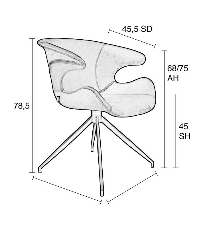 Zuiver Mia Dining chair w/armrests - Blue