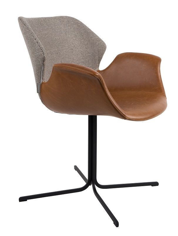 Zuiver Nikki Dining chair - Brown PU seat