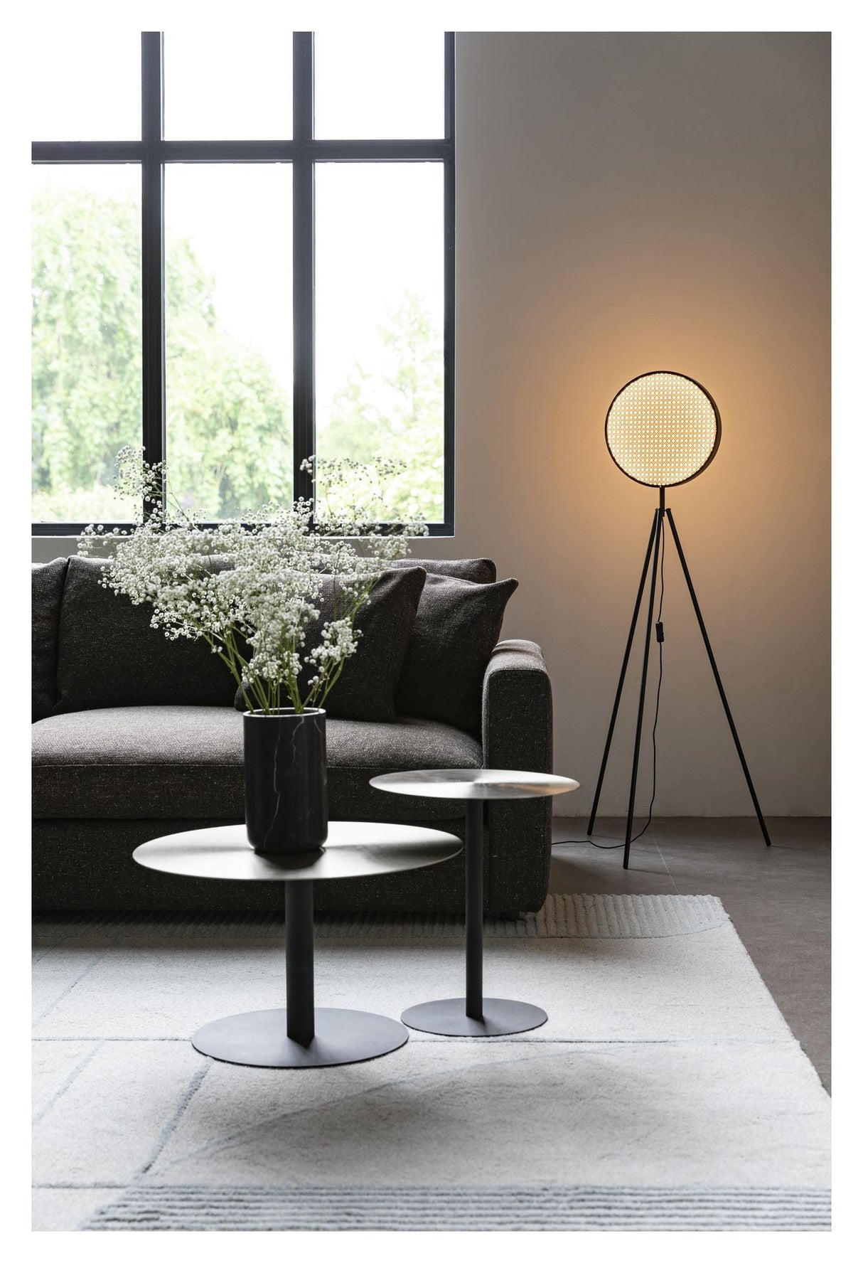 Zuiver Sien Floor Lamp - Black/Rattan