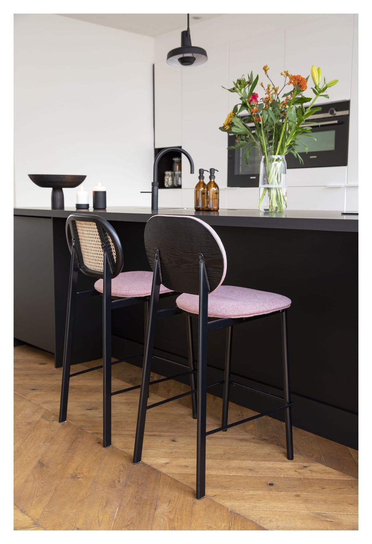 Zuiver Spike bar stool - Pink/Nature, SH: 65cm