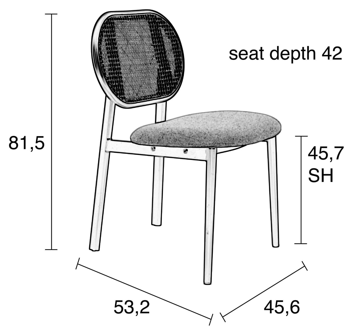 Zuiver Spike Dining Chair - Rattan/Gray