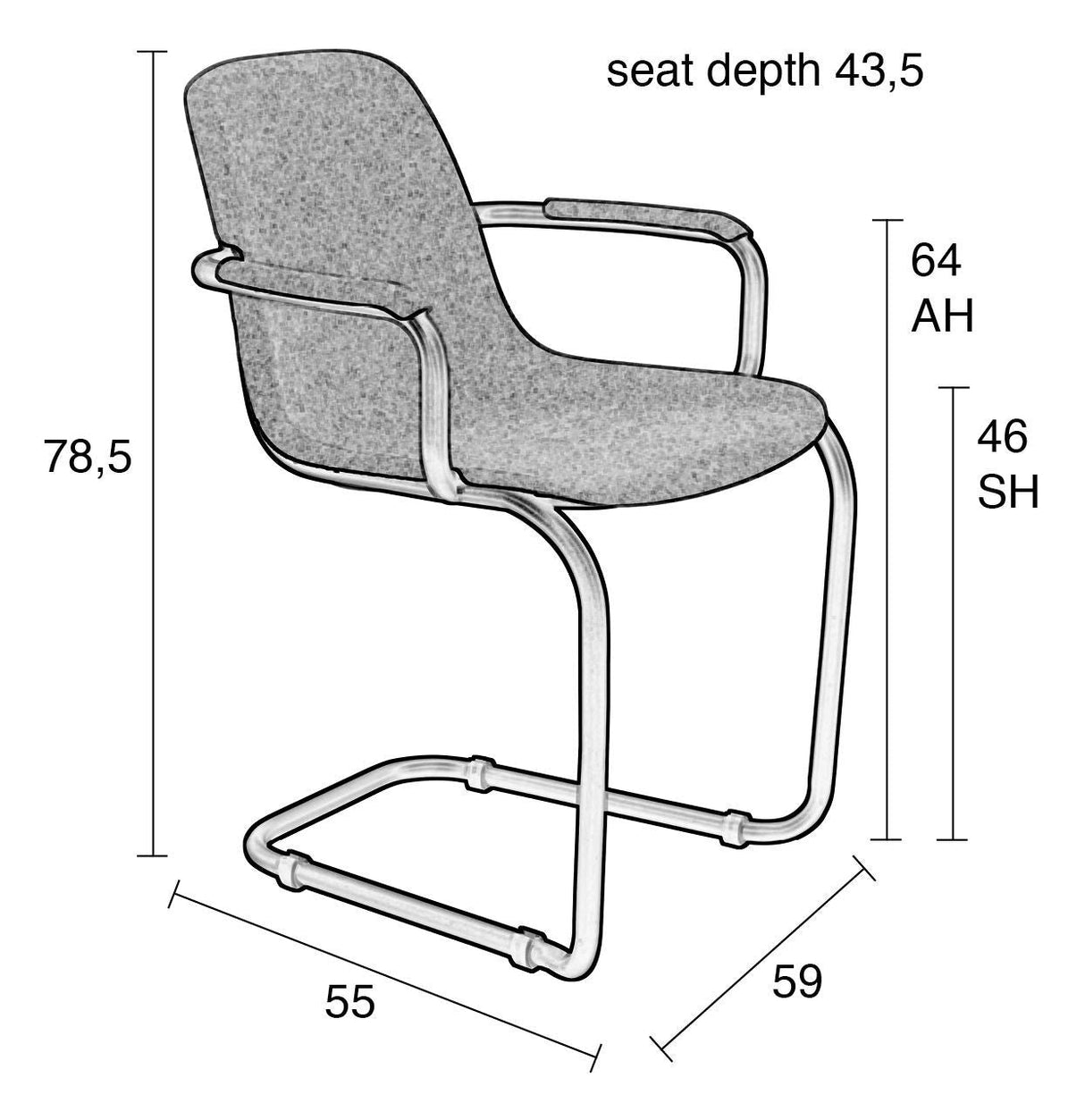 Zuiver Thirsty Dining chair with armrests - Ash