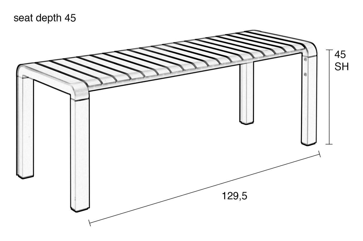 Zuiver Vondel Garden Bench - Black, 129,5x45